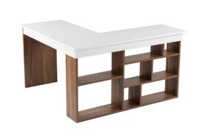 Hanah Home Study Desk Venezia Walnut White Vesper - Venezia Walnu...
